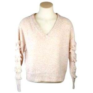 Cato Pink Knit Fringe Slv Sweater Top Sz Lg